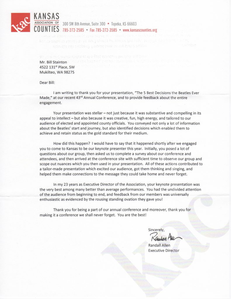 Testimonial Letters - The Executive Producer
